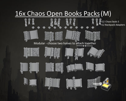 Chaos Open Miniature Books Pack M (16x) - for 28mm 32mm Hobby Wargaming Model Bits - Fantasy AoS 30k Heresy Conversions  Tabletop Gift