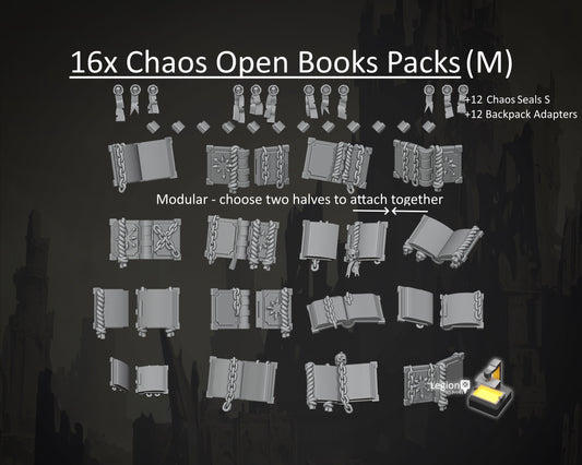Chaos Open Miniature Books Pack M (16x) - for 28mm 32mm Hobby Wargaming Model Bits - Fantasy AoS 30k Heresy Conversions  Tabletop Gift