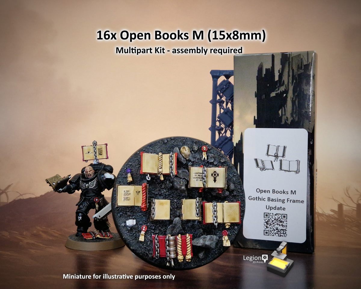 16x Modular Open Books M - 15x8mm Gothic Resin Book Bits for 28mm Hobby Wargaming, RPG Scenery, Basing, Kitbashing and Dioramas