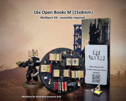 16x Modular Open Books M - 15x8mm Gothic Resin Book Bits for 28mm Hobby Wargaming, RPG Scenery, Basing, Kitbashing and Dioramas