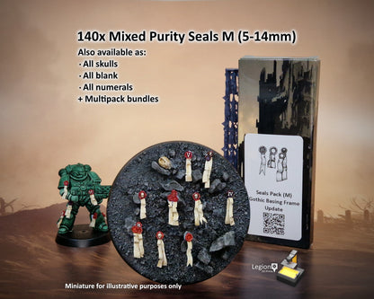 140x Purity Seals M for Infantry & Vehicles - 5-14mm Resin Seal Bits for Wargaming Models, Scenery, Kitbashing and Conversions