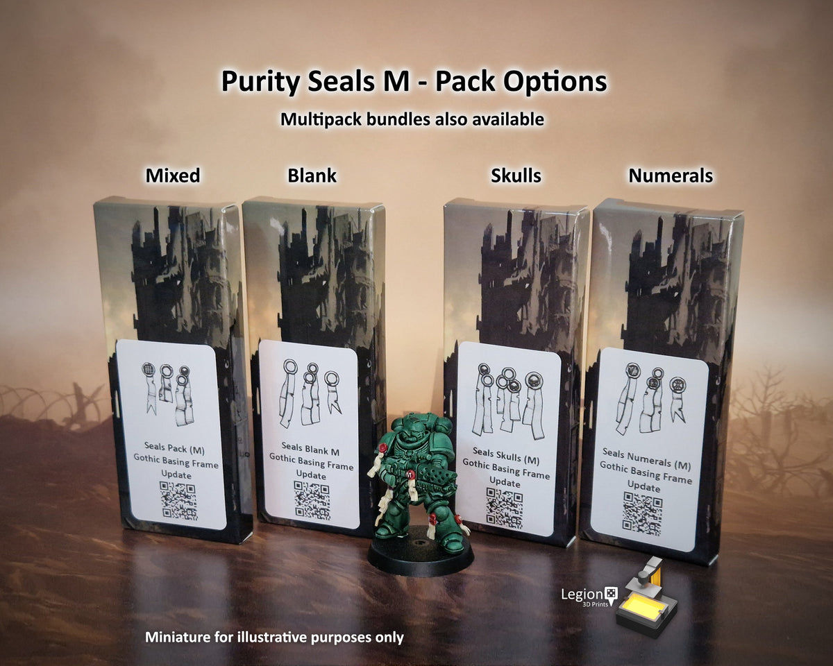 140x Purity Seals M for Infantry & Vehicles - 5-14mm Resin Seal Bits for Wargaming Models, Scenery, Kitbashing and Conversions