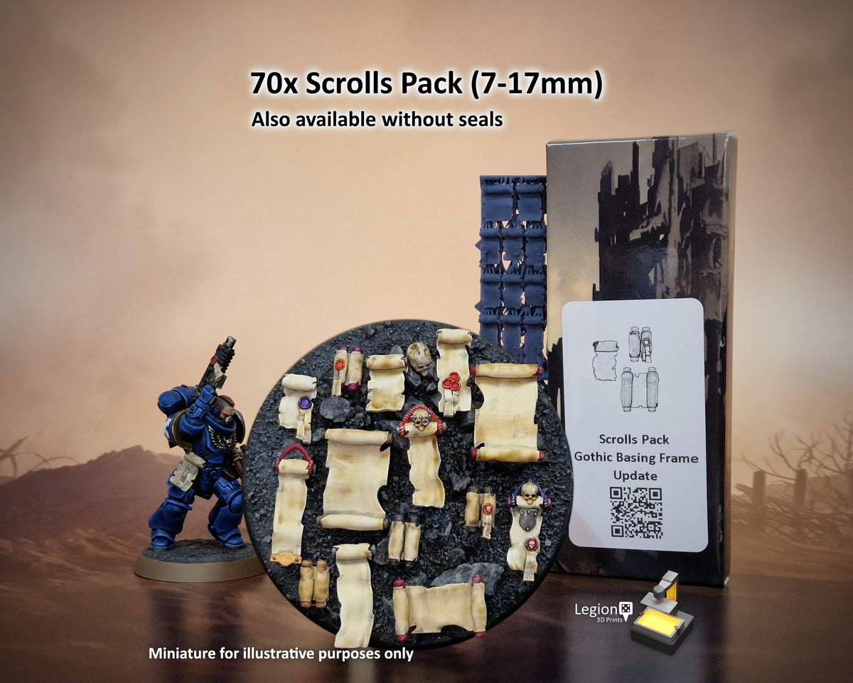 70x Miniature Scrolls for Infantry, Vehicles & Scenery - 7-17mm Resin Scroll Bits for Wargaming Models, Kitbashing and Conversions
