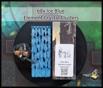 68x Element Crystal Clusters Packs in Green Blue Grey Red - for Wargaming Model Bases