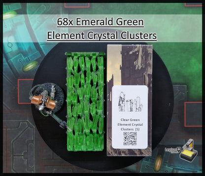 68x Element Crystal Clusters Packs in Green Blue Grey Red - for Wargaming Model Bases