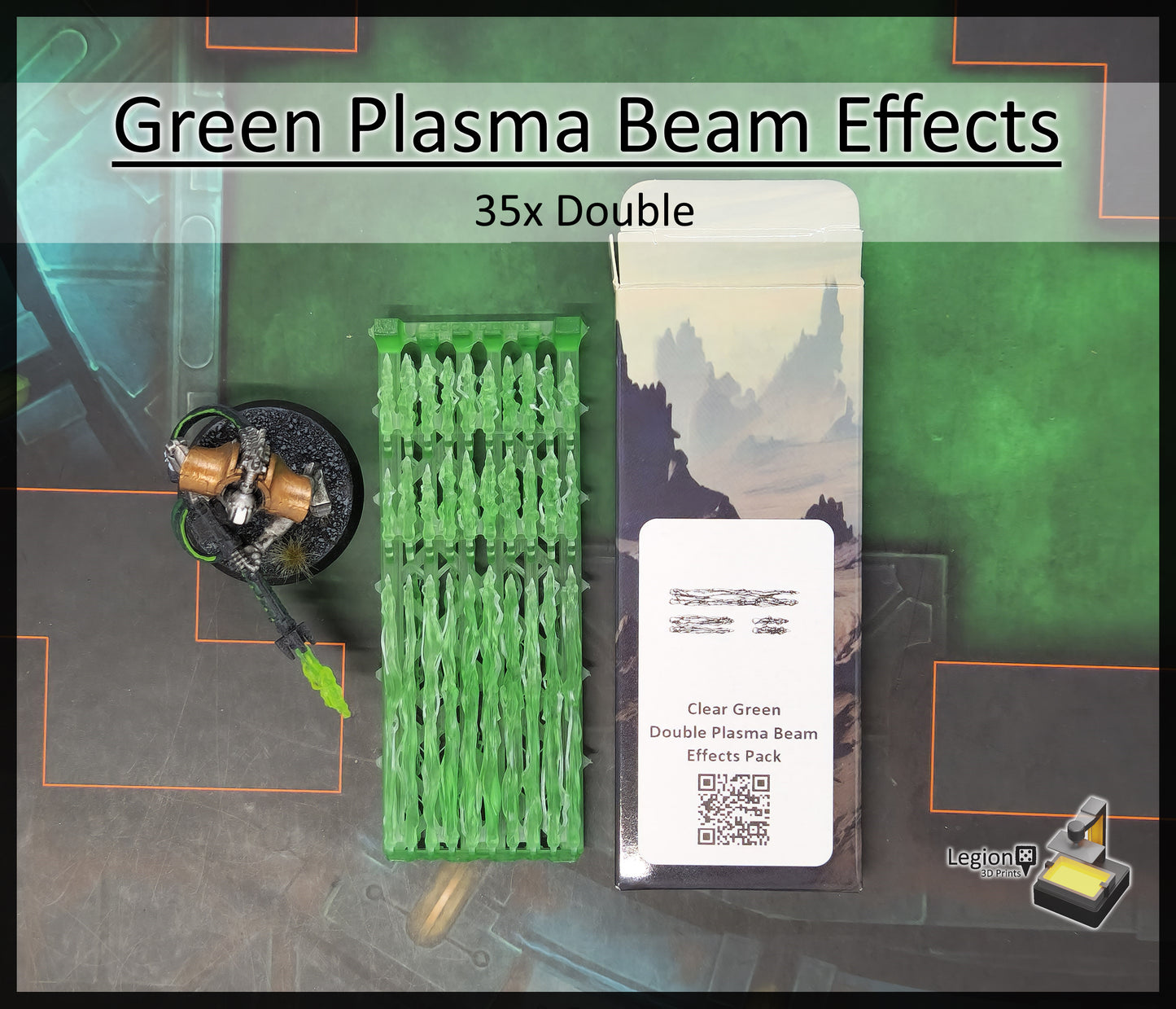 Green Plasma Beam Miniature Effects Packs - for Wargaming Model Bits