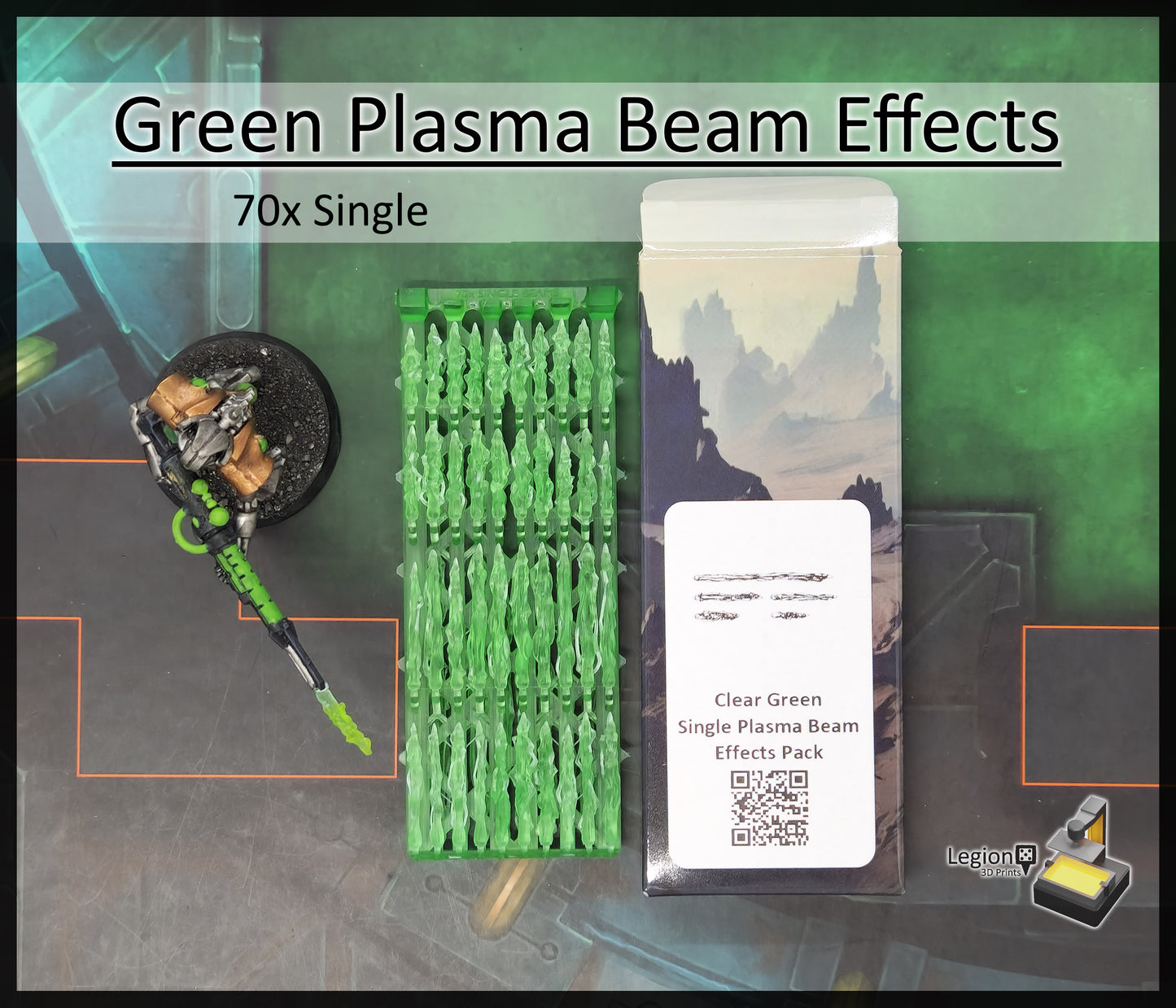 Green Plasma Beam Miniature Effects Packs - for Wargaming Model Bits