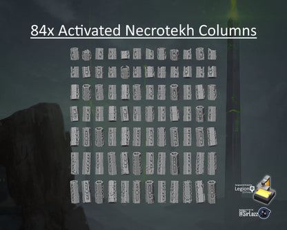 84x Activated Necrotekh Columns Scatter Terrain Pack - for Wargaming Model Bases