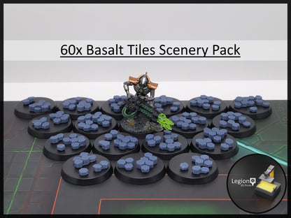 60x Basalt Tiles Scenery Pack (S) - for Basing 28mm Miniature Scatter Scenery Wargaming Model Bits AoS 30k