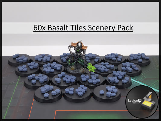 60x Basalt Tiles Scenery Pack (S) - for Basing 28mm Miniature Scatter Scenery Wargaming Model Bits AoS 30k