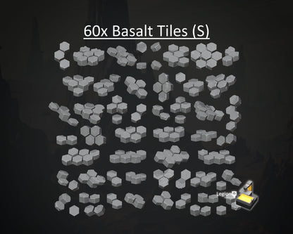 60x Basalt Tiles Scenery Pack (S) - for Basing 28mm Miniature Scatter Scenery Wargaming Model Bits AoS 30k