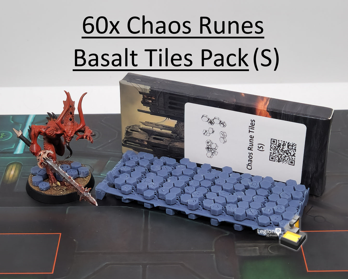 60x Chaos Runes Basalt Tiles Scenery Pack (S) - for Wargaming Model Bits 30k