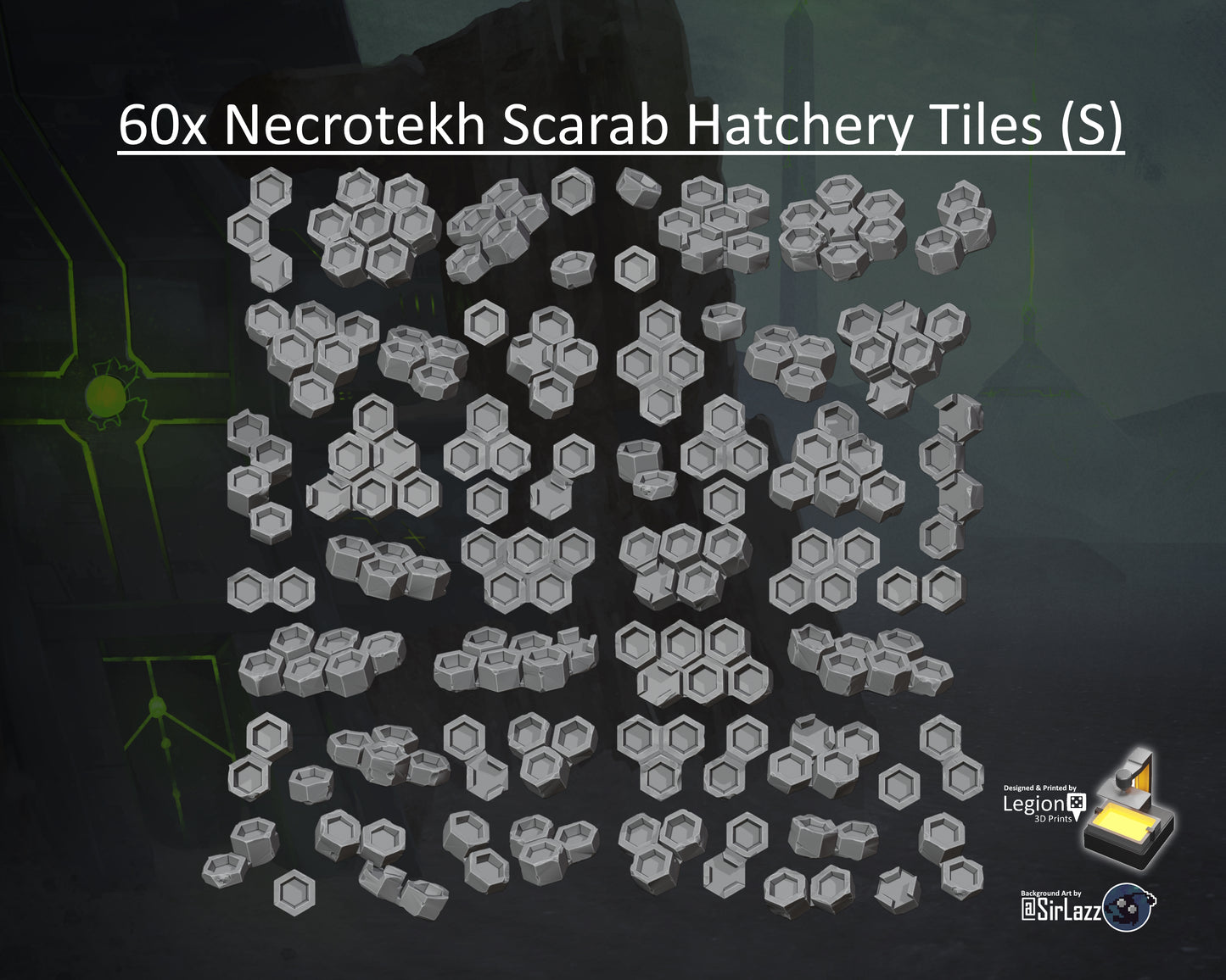 60x Necrotekh Scarab Hatchery Tiles Scenery Pack (S) - for Wargaming Model Bits