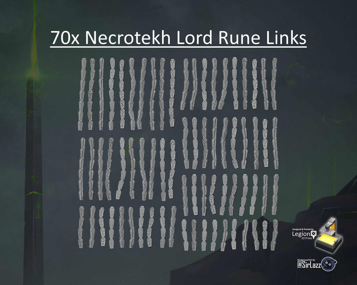 70x Necrotekh Lord Runes Links Scenery Pack - for Wargaming Model Bits