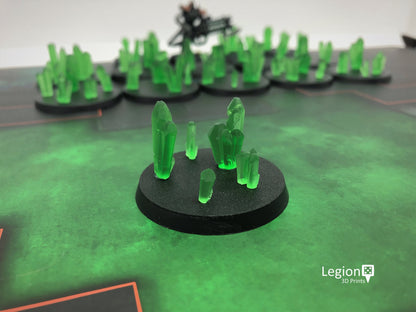 68x Element Crystal Clusters Packs in Green Blue Grey Red - for Wargaming Model Bases