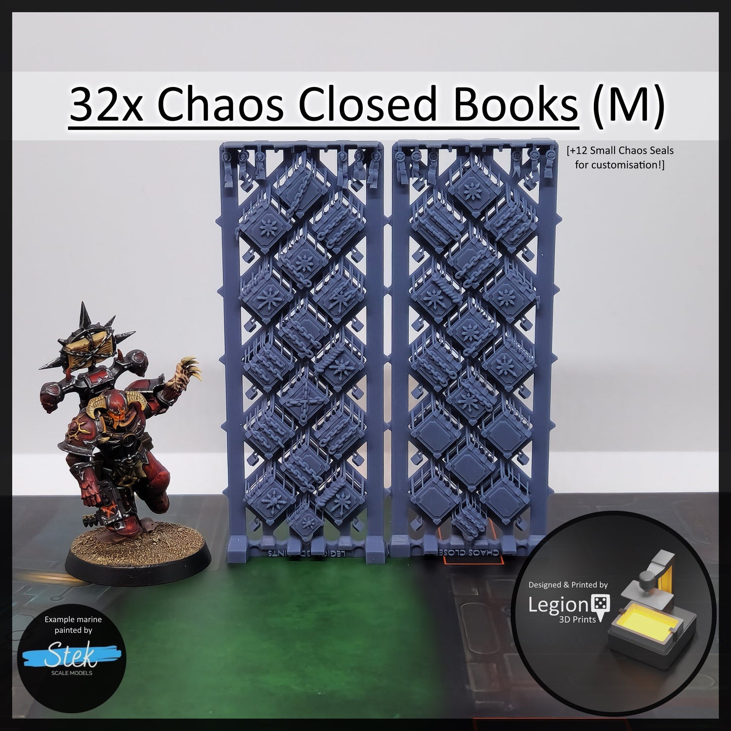 32x Chaos Miniature Closed Books Pack (M) - for 28mm 32mm Hobby Wargaming Model Bits - Fantasy AoS 30k Heresy