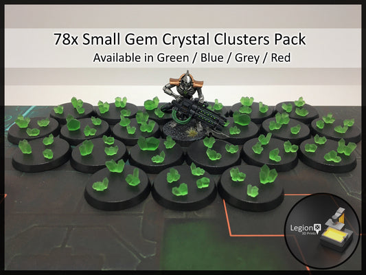 78x Small Gem Crystal Clusters Pack in Green Blue Grey Red - for Wargaming Model Bases