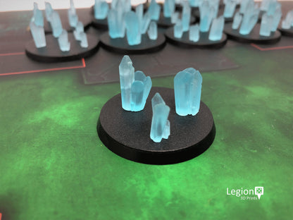 68x Element Crystal Clusters Packs in Green Blue Grey Red - for Wargaming Model Bases