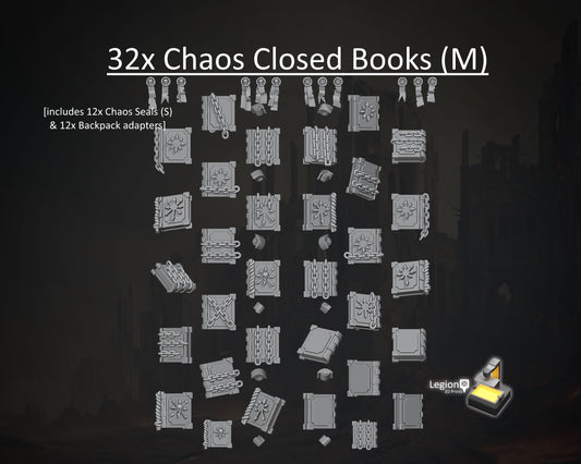 32x Chaos Miniature Closed Books Pack (M) - for 28mm 32mm Hobby Wargaming Model Bits - Fantasy AoS 30k Heresy