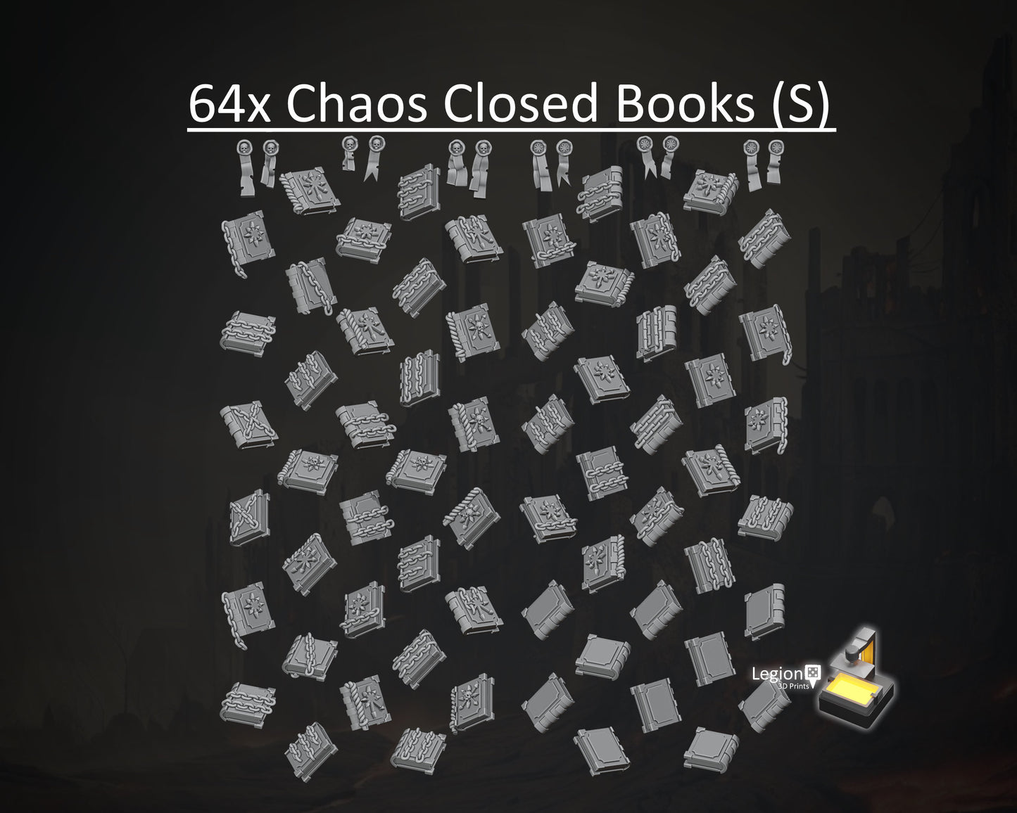 64x Chaos Miniature Closed Books Pack (S) - for 28mm 32mm Hobby Wargaming Model Bits - Fantasy AoS 30k Heresy