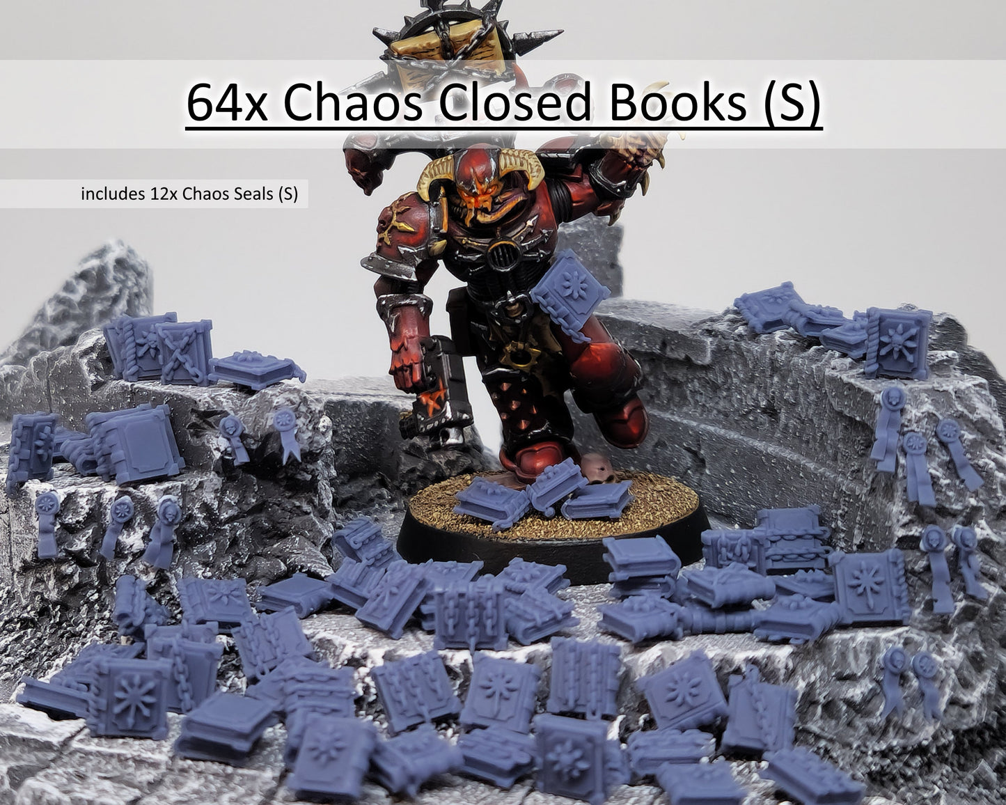 64x Chaos Miniature Closed Books Pack (S) - for 28mm 32mm Hobby Wargaming Model Bits - Fantasy AoS 30k Heresy