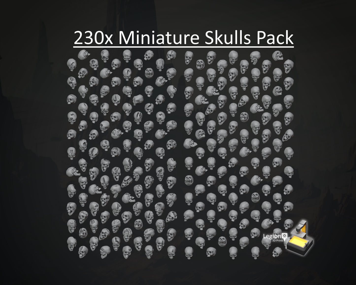 230x Skulls Pack - for Basing 28mm Miniature Scatter Scenery Wargaming Model Bits AoS 30k