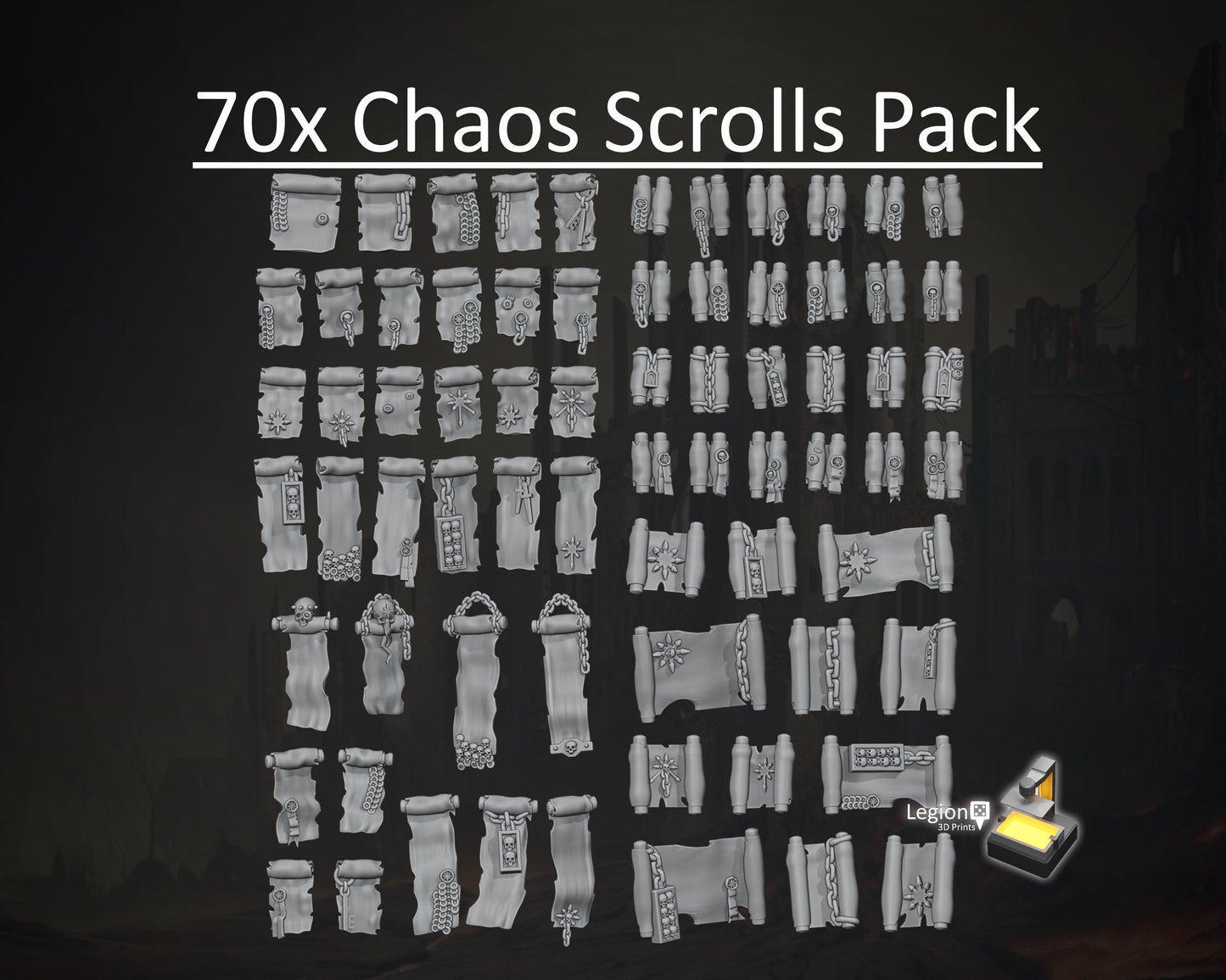 70x Chaos Scrolls Pacts Papers Posters Accessory Pack - for Hobby Wargaming Model Bits - Fantasy AoS 30k Heresy