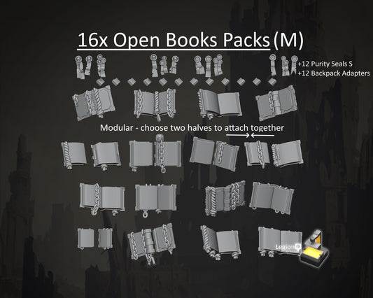 16x Modular Open Books Accessory Packs (M) - for Hobby Wargaming Model Bits - Fantasy AoS 30k Heresy