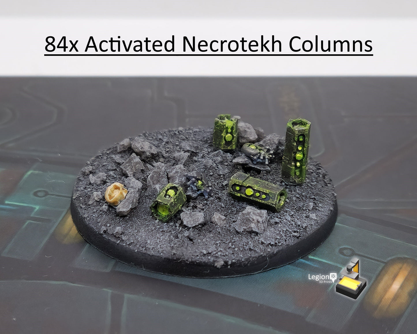 84x Activated Necrotekh Columns Scatter Terrain Pack - for Wargaming Model Bases