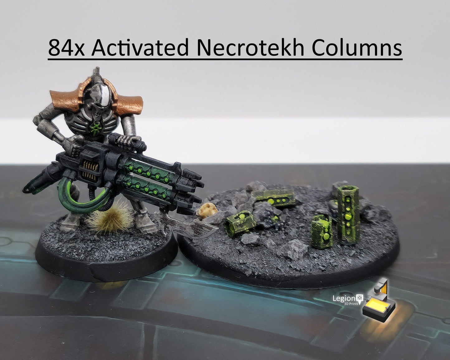 84x Activated Necrotekh Columns Scatter Terrain Pack - for Wargaming Model Bases