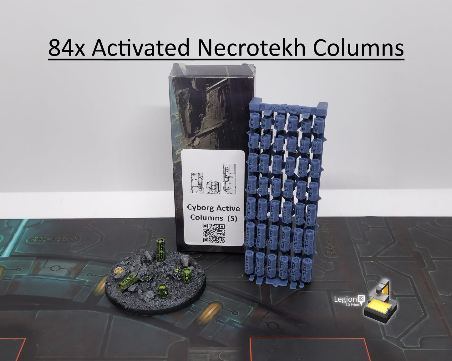 84x Activated Necrotekh Columns Scatter Terrain Pack - for Wargaming Model Bases